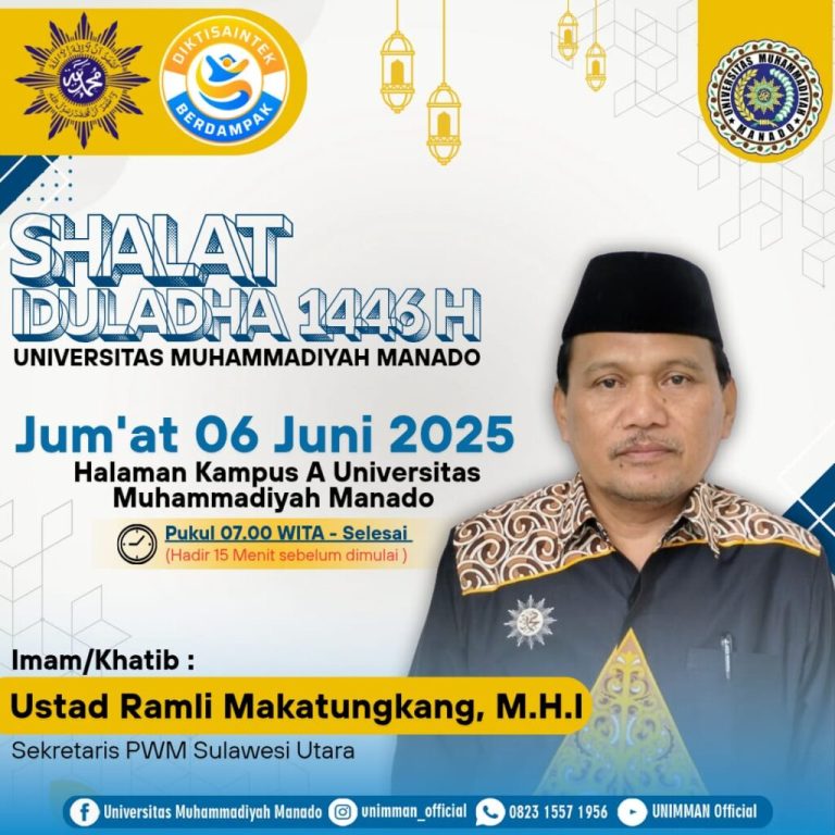 UM Manado Gelar Salat Idul Adha di Halaman Kampus, Drs. Ramli Makatungkang M.HI. Jadi Khatib