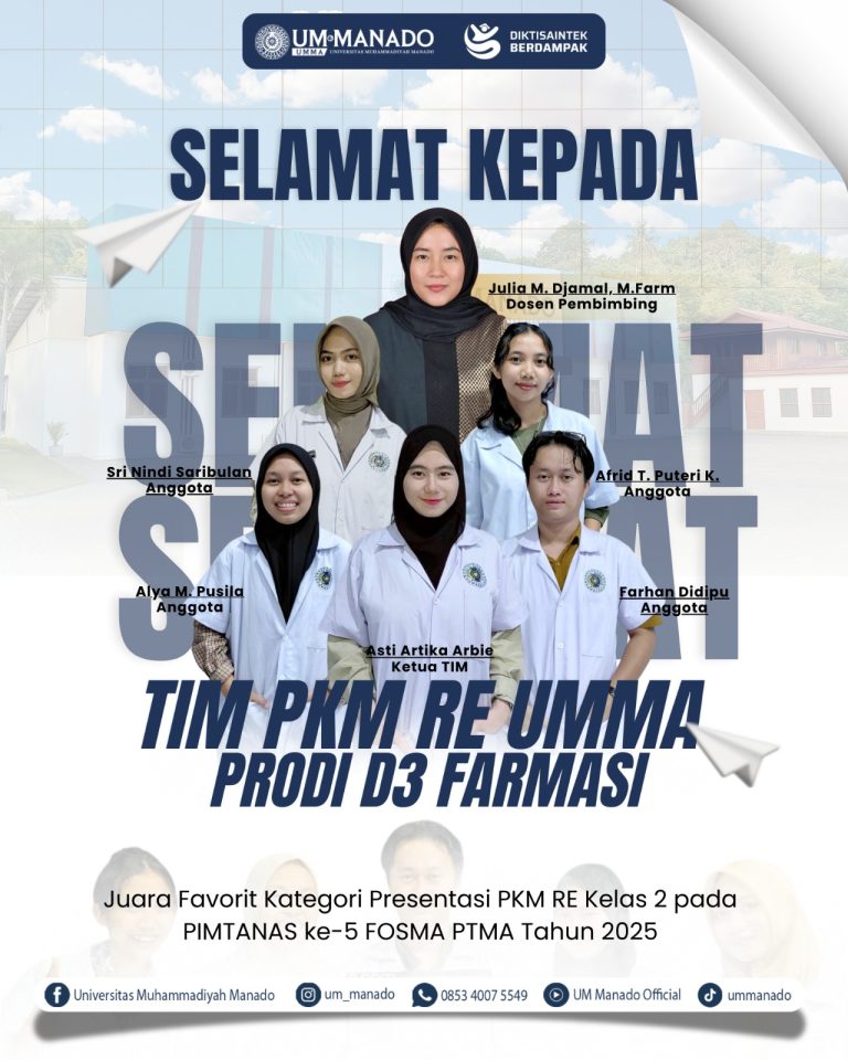 Mahasiswa D3 Farmasi Juara PIMTANAS ke-5 FOSMA PTMA Tahun 2025